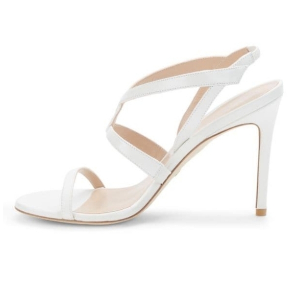 New Stuart Weitzman Soiree 100 Strappy White Nappa Leather Sandal Heels 8 US - Picture 4 of 16